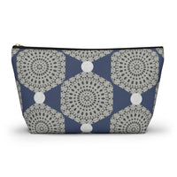 Lace Hexagon Accessory Pouch w T-bottom in Navy